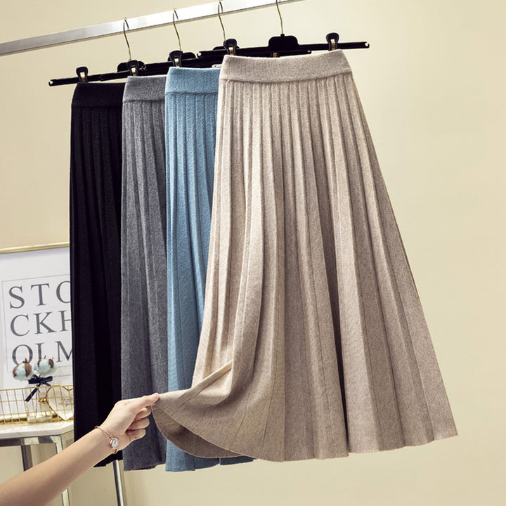 Jupe maxi pour femmes avec texture plissée fine et taille élastique Chic & Stil