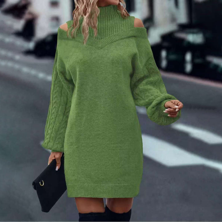 Robe en tricot pour femmes avec look décolleté et design en cable à la mode Chic & Stil