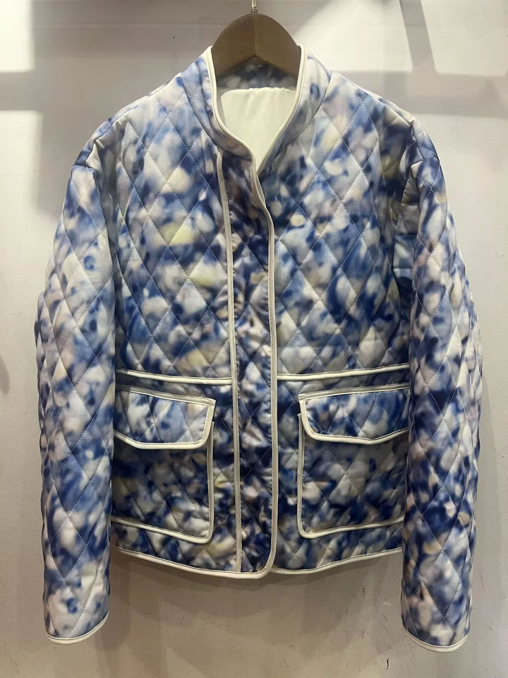 Flower quilted jacket for women with practical pockets Lune London