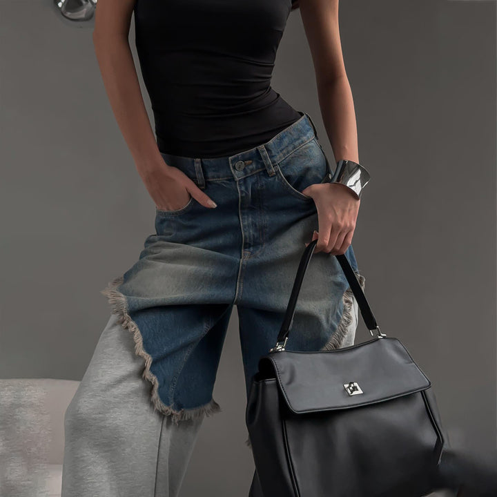 Oversized jeans for women with unique fringe details and a modern cut Lune London