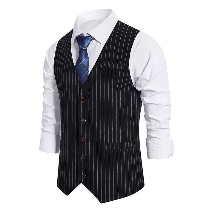 Elegant men's suit vest with modern striped design and practical pockets Lune London