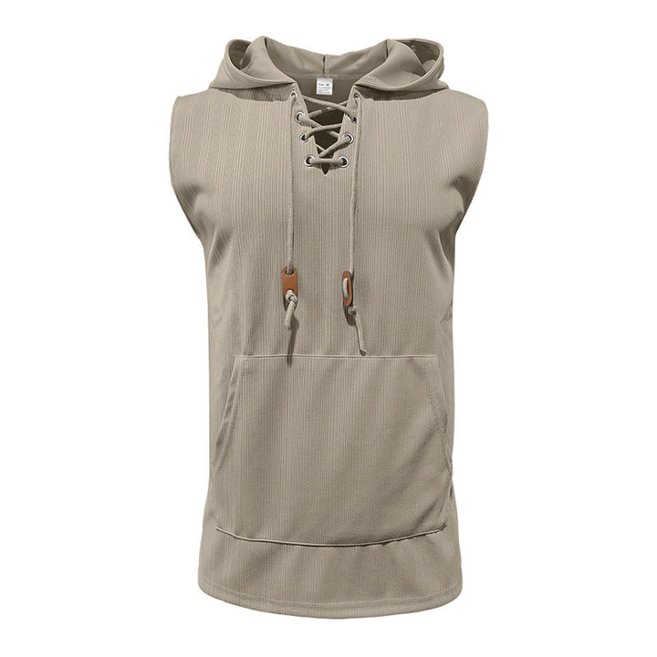 Men's sleeveless sports tank top with hood and laces Lune London