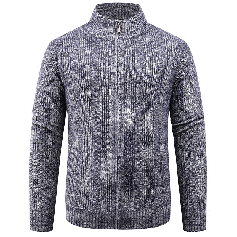 Men's knitted jacket with modern zipper and cable pattern Lune London