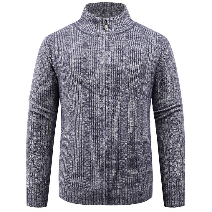 Men's knitted jacket with modern zipper and cable pattern Lune London