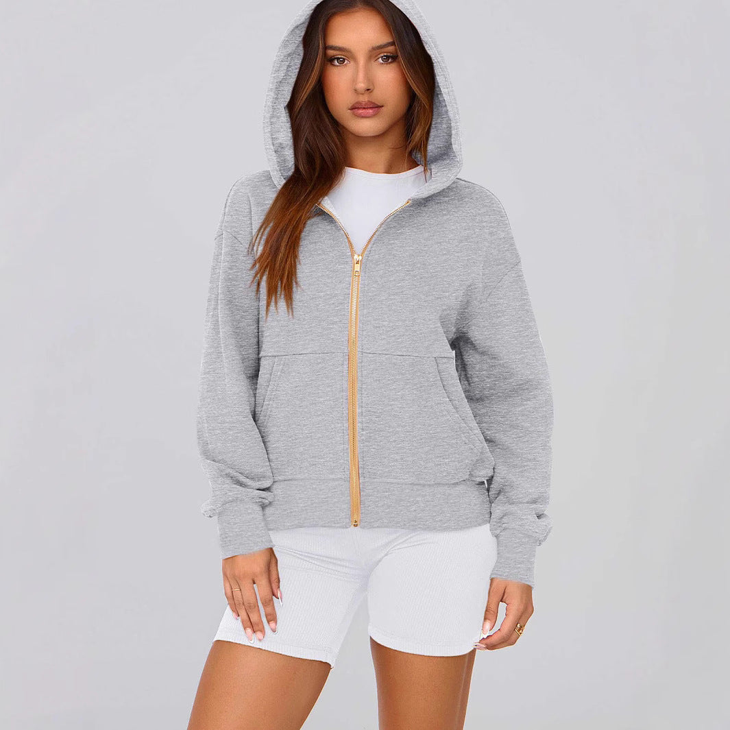 Women Sports Hoodie with Full Zip and Practical Side Pockets Chic and Style