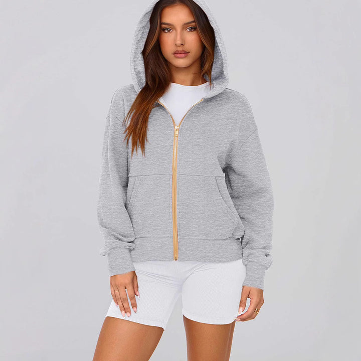 Women Sports Hoodie with Full Zip and Practical Side Pockets Chic and Style