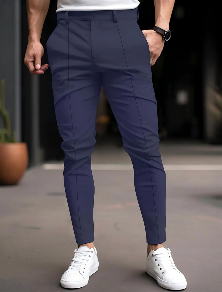 Pantalon chino slim-fit à la mode pour hommes avec taille élastique et poches polyvalentes Lune London