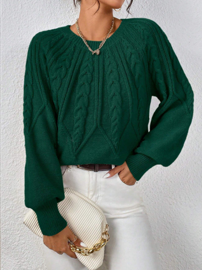 Knit sweater for women with cable pattern and wide sleeves Lune London