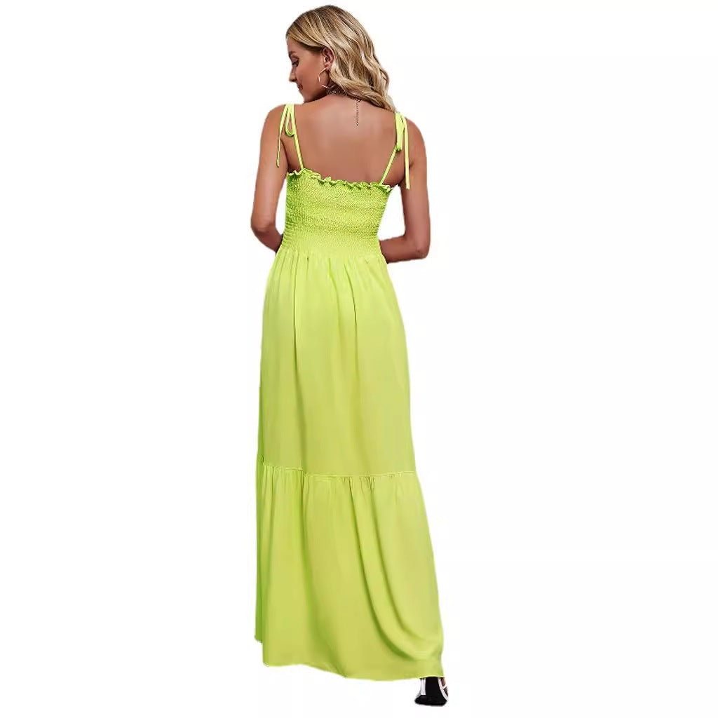 Maxi dress for women with elastic bodice and voluminous skirt Chic & Stil