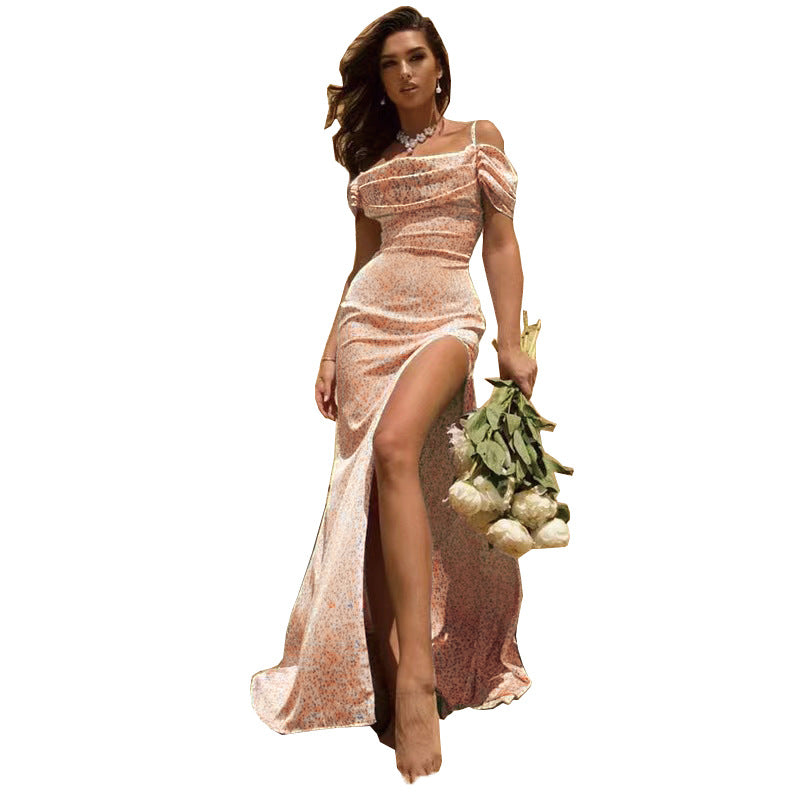 Evening dress for women with asymmetrical cut and elegant draping effects Lune London