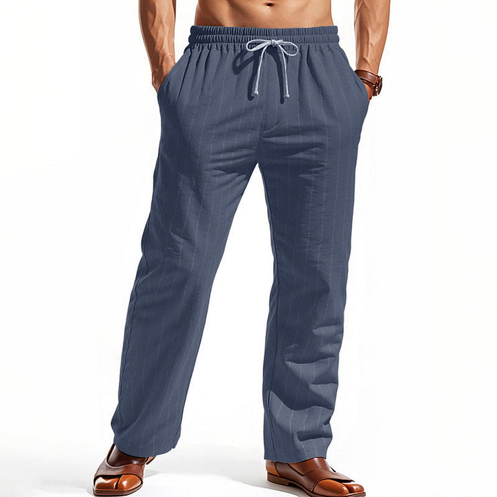 Men's Casual Leisure Pants with Elastic Waistband and Modern Stripes Lune London