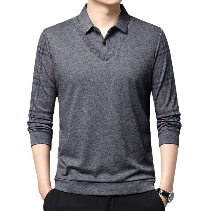 Elegant V-neck sweater for men with a structured collar and a chic and stylish modern design