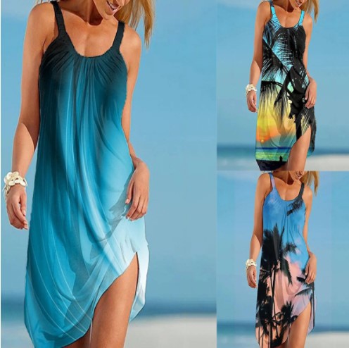 Women Tropics Printed Beach Poncho Dress Lune London