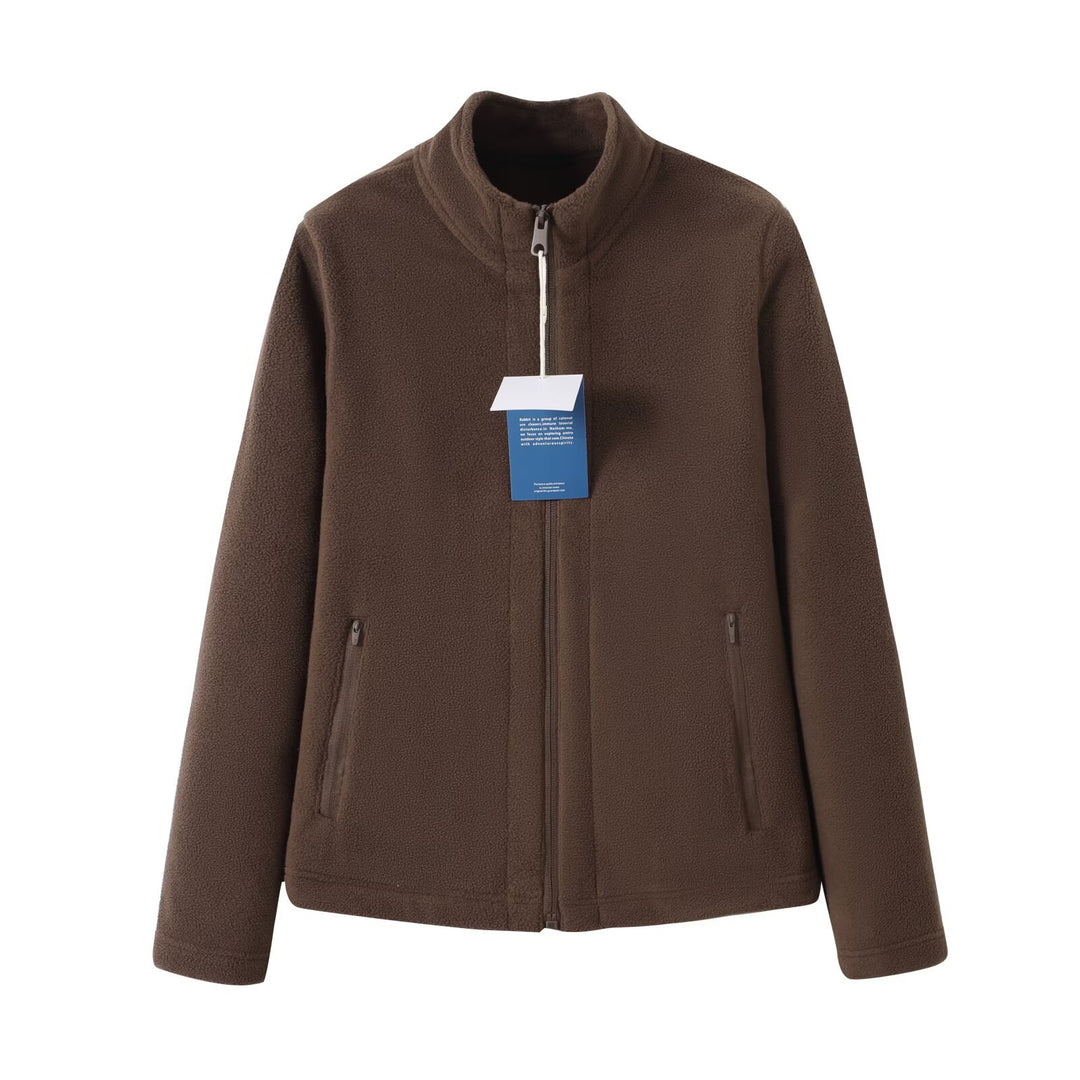 Veste en polaire pour femmes avec col haut et poches zippées sur les côtés Chic & Stil