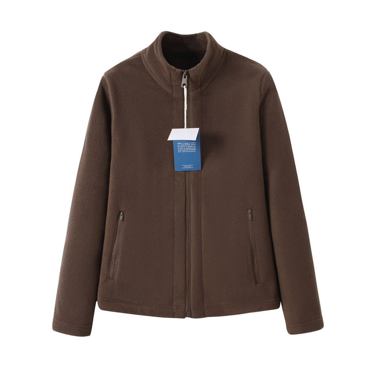 Veste en polaire pour femmes avec col haut et poches zippées sur les côtés Chic & Stil