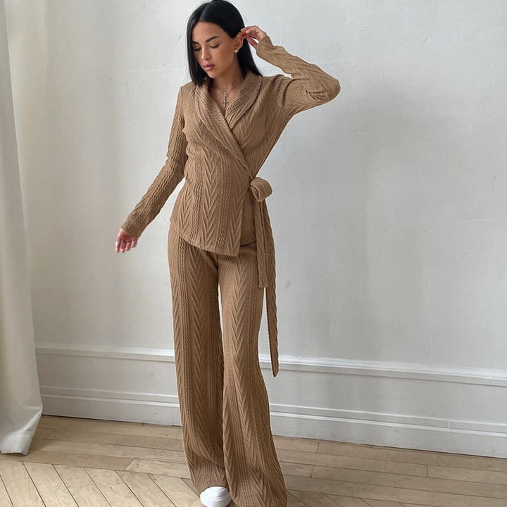 Women’s knit lounge set with open edges and relaxed fit Lune London