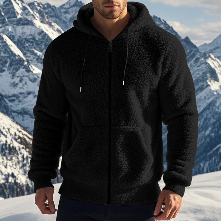 Fleece hooded jacket for men with practical pockets and modern cut Lune London