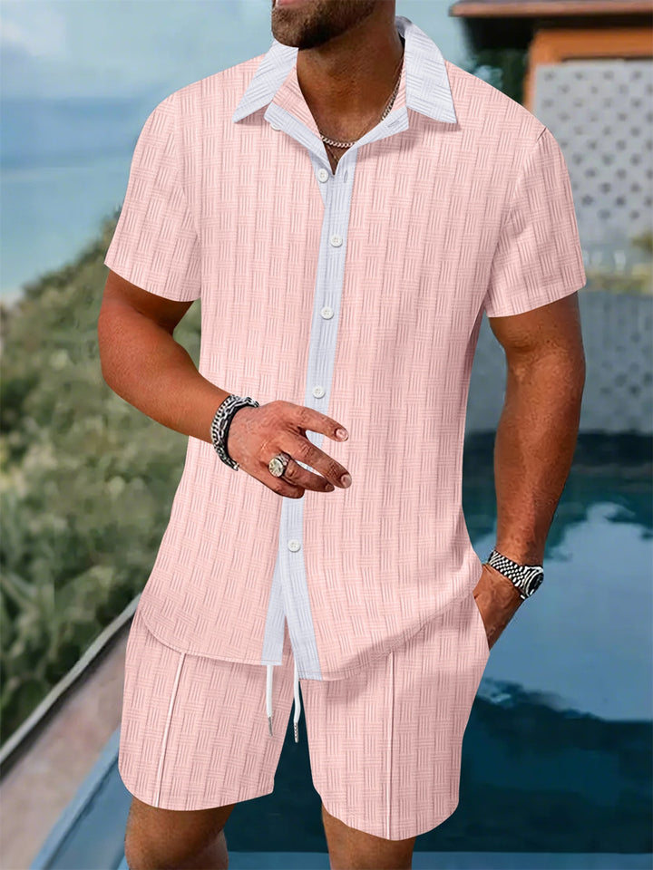 Leisure shirt for men with button placket and set of shorts Lune London