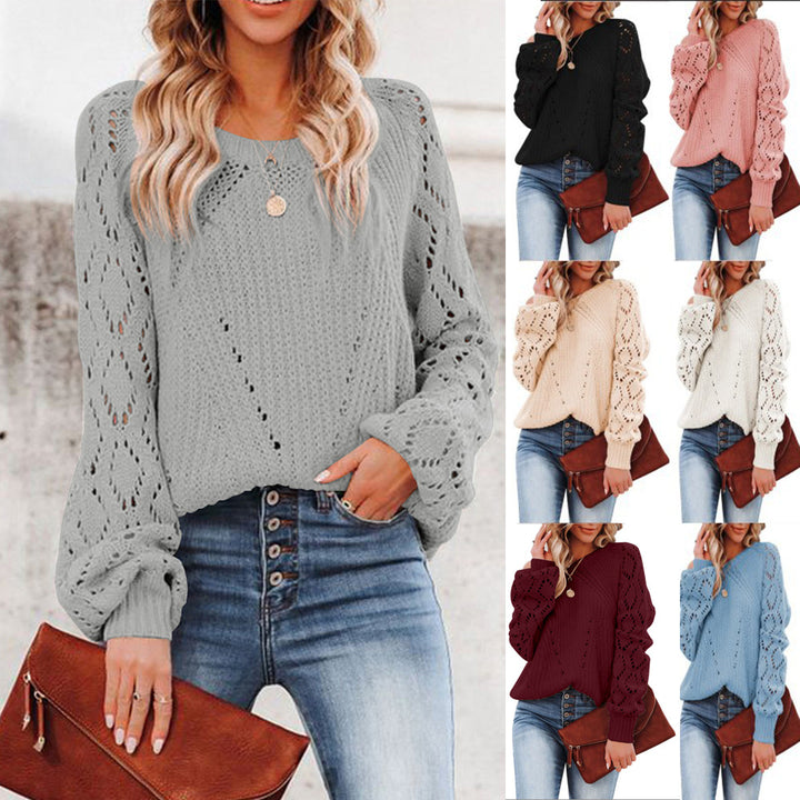 Women chunky knit sweater with V-neck and openings for airy sleeves Lune London