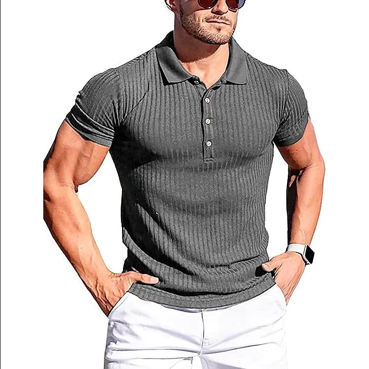 Men's Chic and Stylish Ribbed Structured Casual Polo