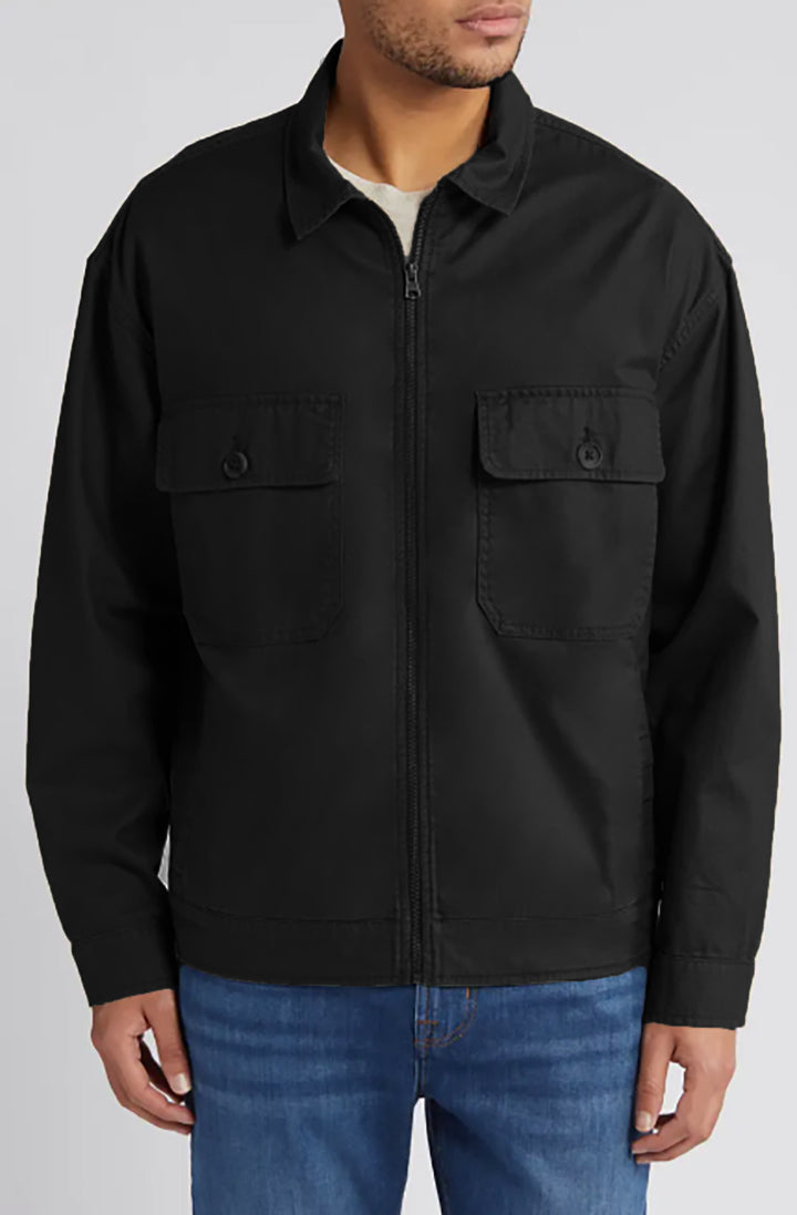 Utility jacket for men with applied pockets and continuous zipper Lune London