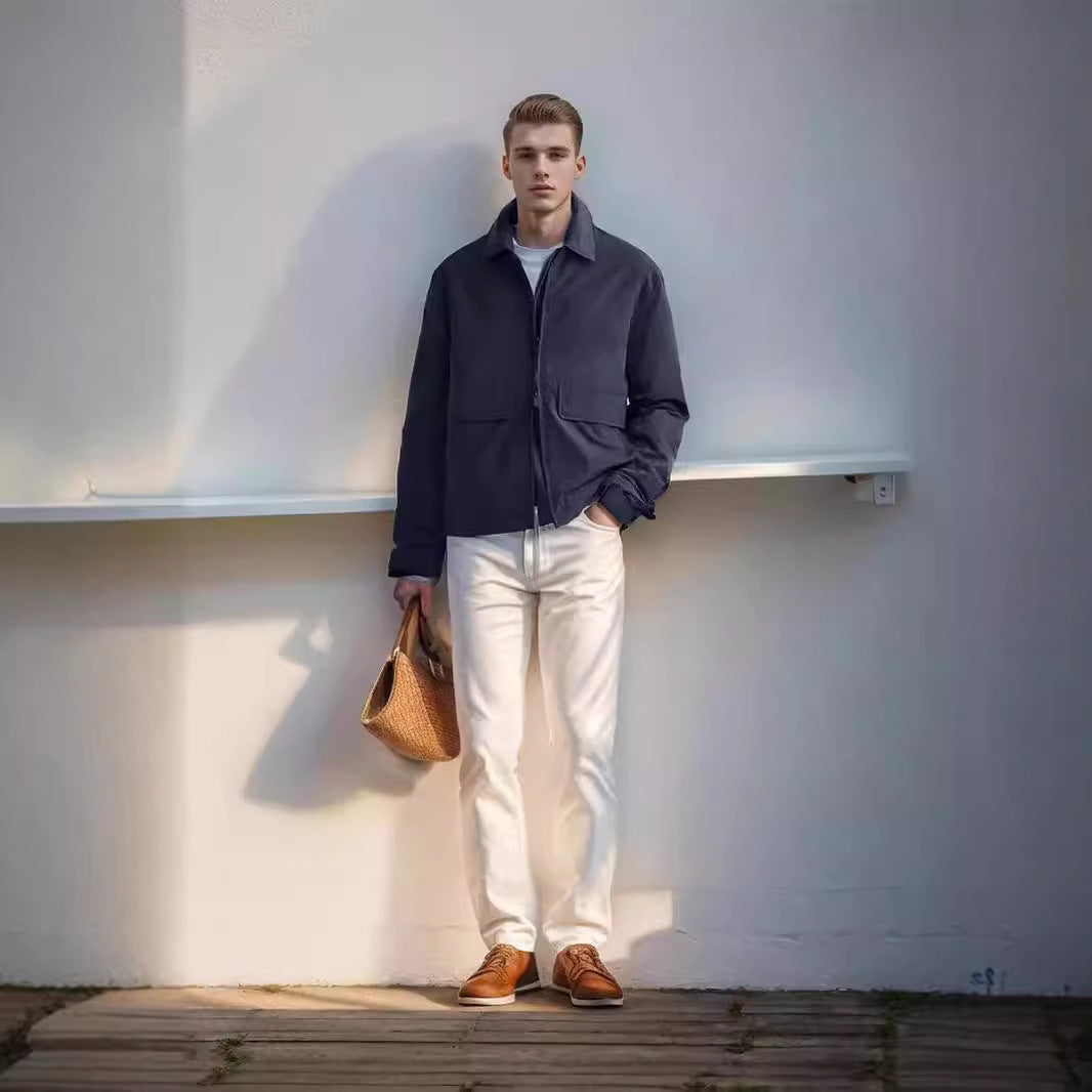 Lightweight transitional jacket for men with practical chest pockets and modern cut Lune London
