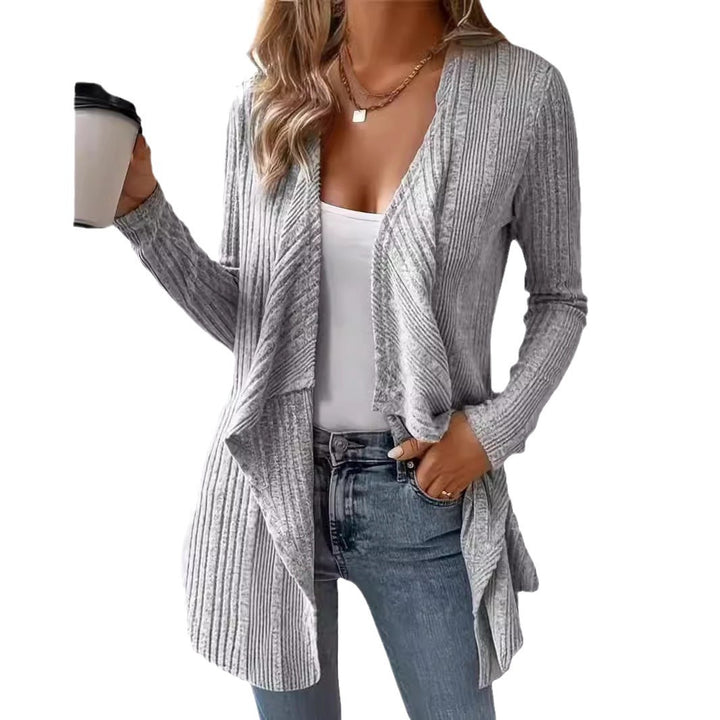 Ladies comfortable cardigan with relaxed fit and asymmetrical hem Lune London
