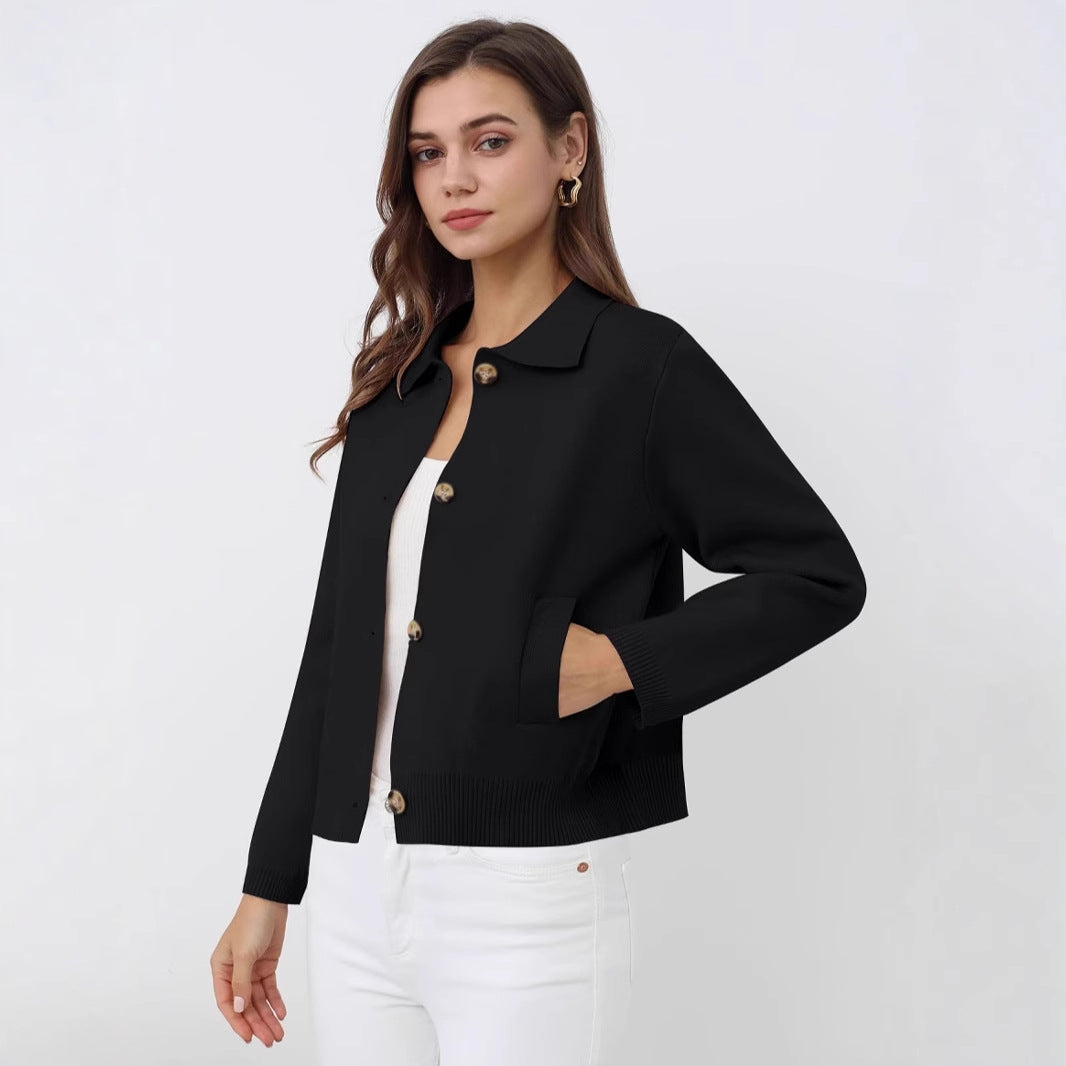 Women's knit jacket with button details and side pockets Lune London