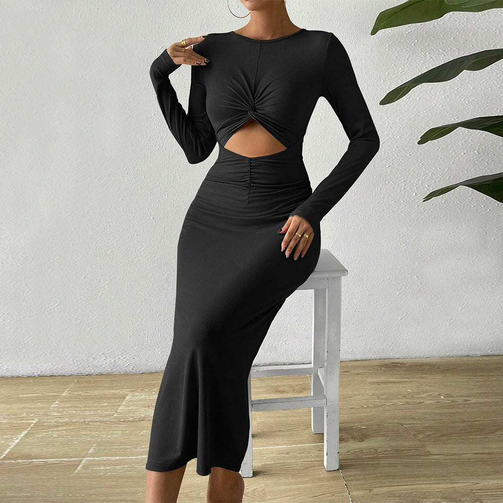 Robe midi pour femme avec des détails de volants complexes et des découpes sexy Chic & Stil