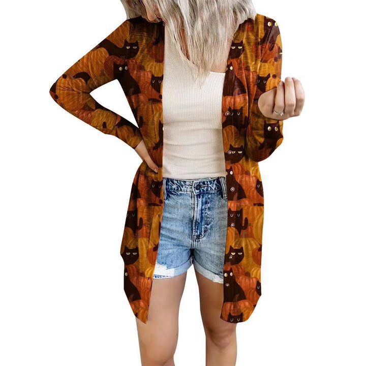 Long sleeve blouse for women with animal print and button closure Lune London