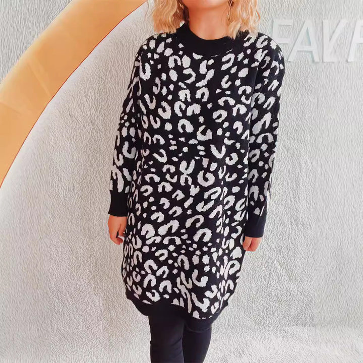 Lune London | Women's Chunky Knit Dress in Modern Leopard Pattern