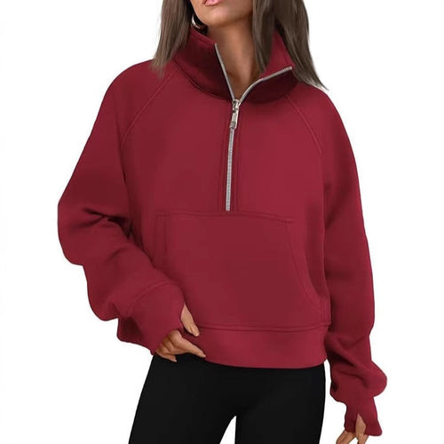 Women's sweatshirt with high collar and half-zip Lune London