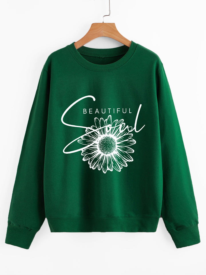 Sweatshirt femme avec motif floral et lettrage inspirant Chic & Stil