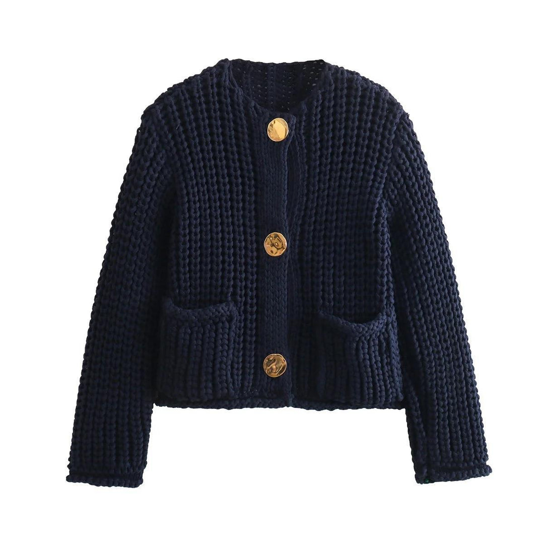 Knit jacket for women with decorative buttons and side pockets Lune London