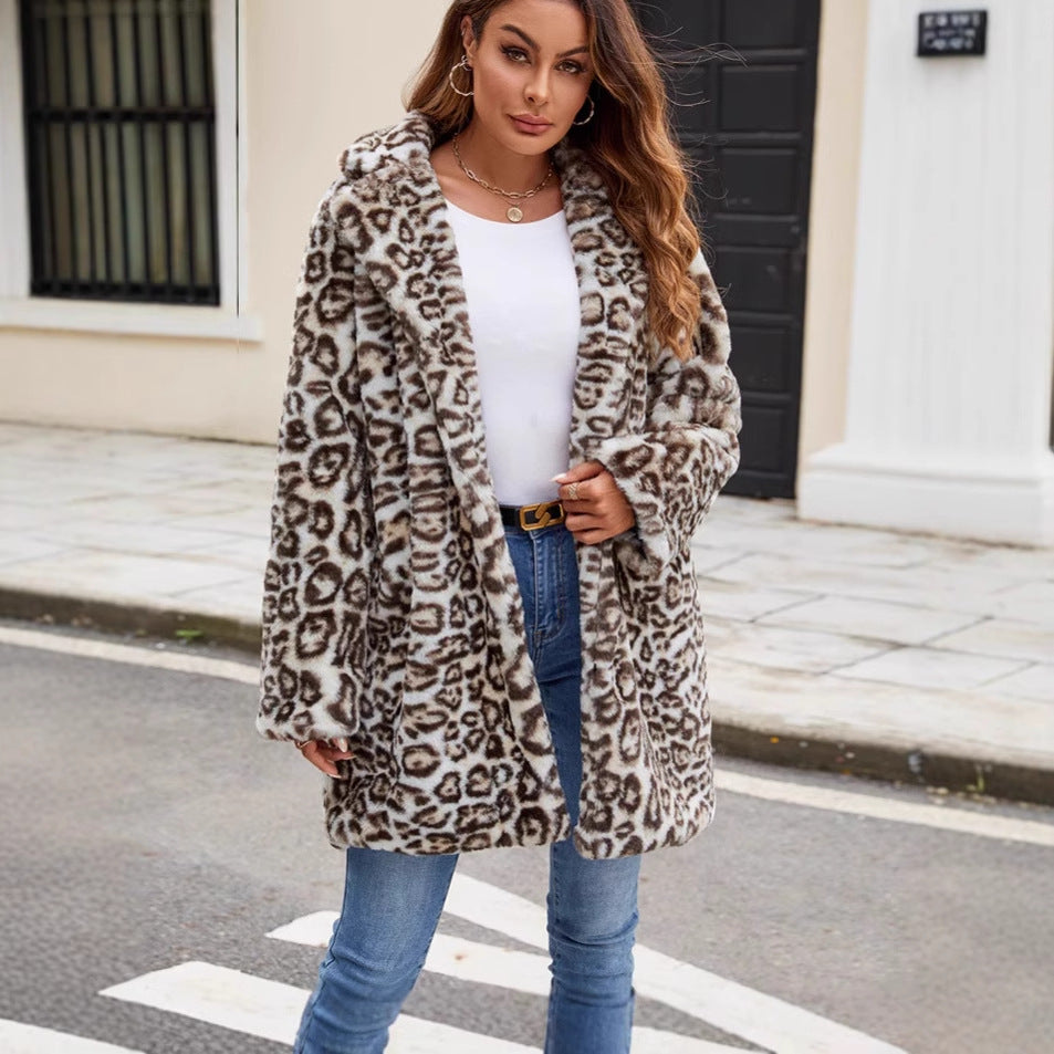 Ladies Fashionable Leopard Fur Coat Lune London