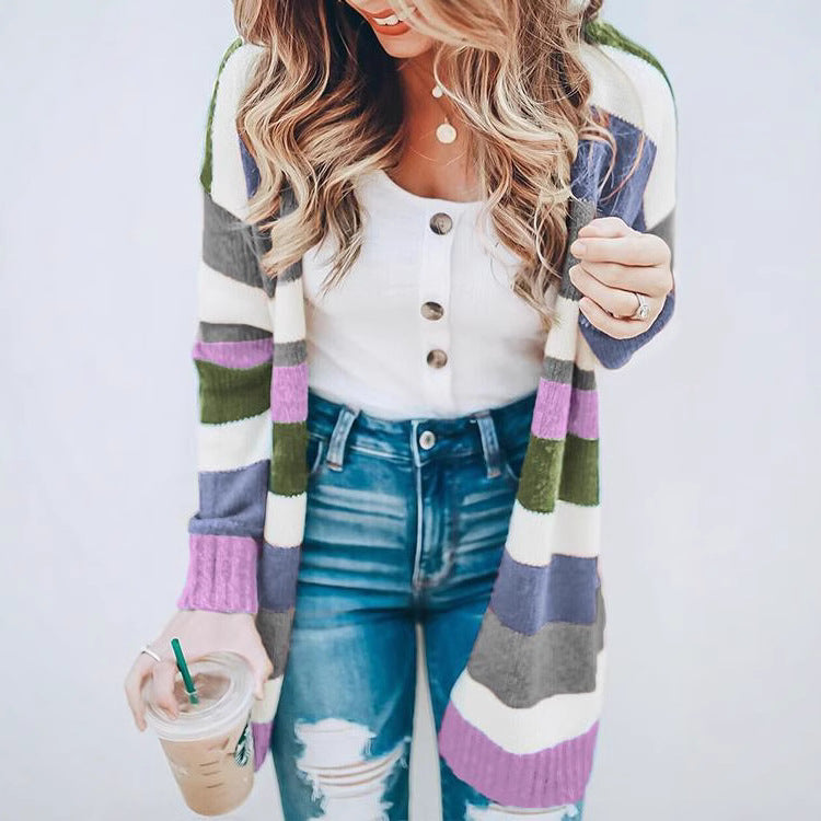 Ladies casual striped cardigan Lune London