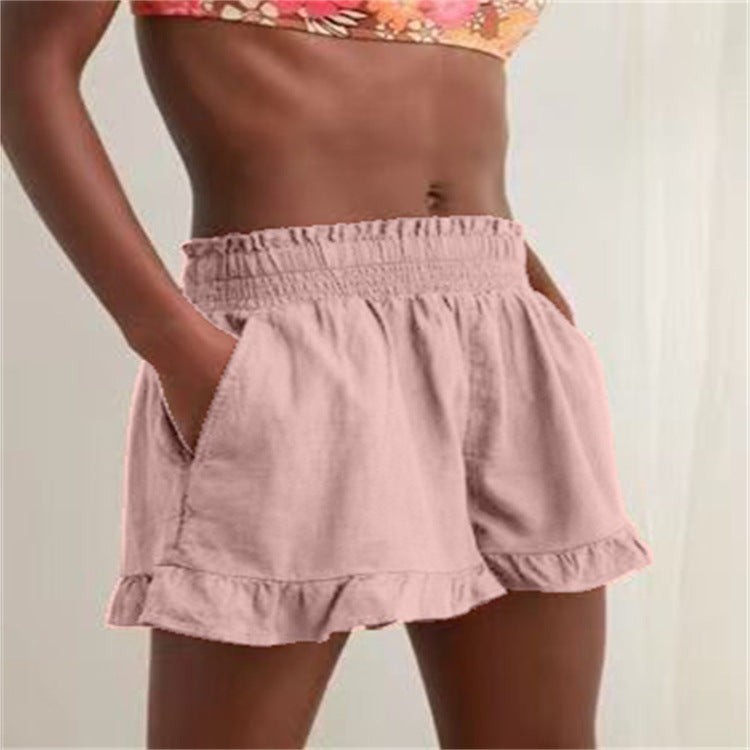 Women's leisure pants with ruffles and elastic waist Lune London