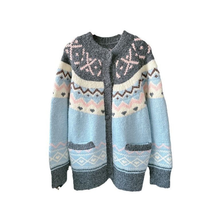 Cardigan pour femmes avec un motif ethnique ludique et des poches Chic & Stil