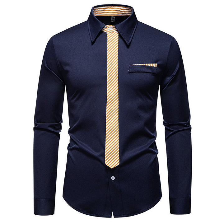 Men's long-sleeve shirt with an innovative collar design and a practical chest pocket Lune London
