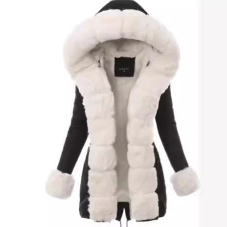 Ladies fleece jacket with luxurious faux fur collar Lune London