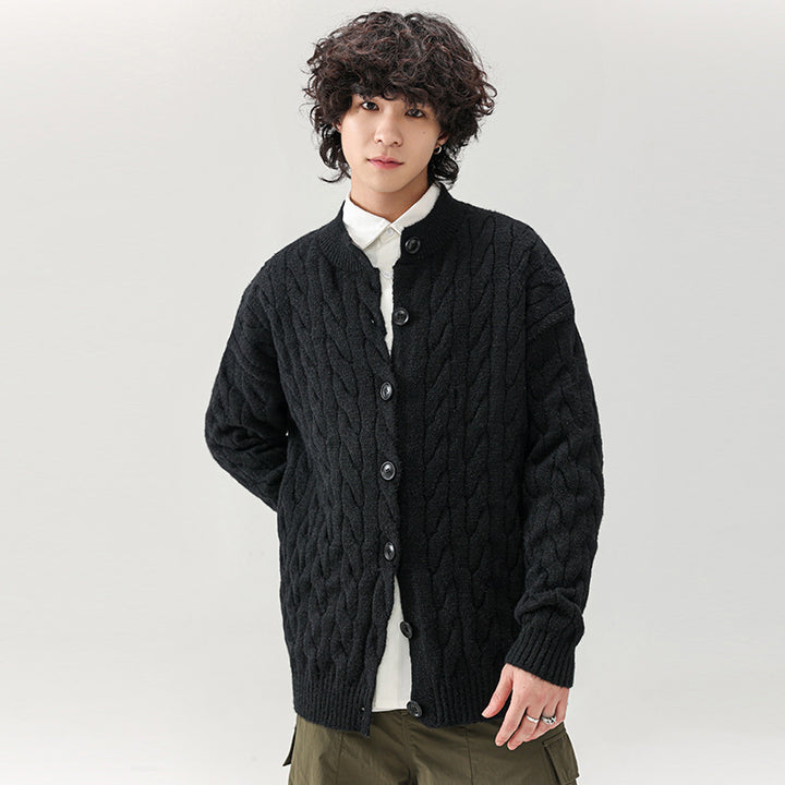 Chunky knit cardigan for men with practical buttons Lune London