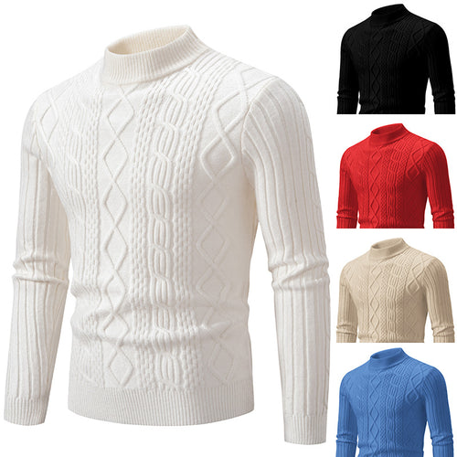 Men's knit sweater with high collar and textured pattern Lune London