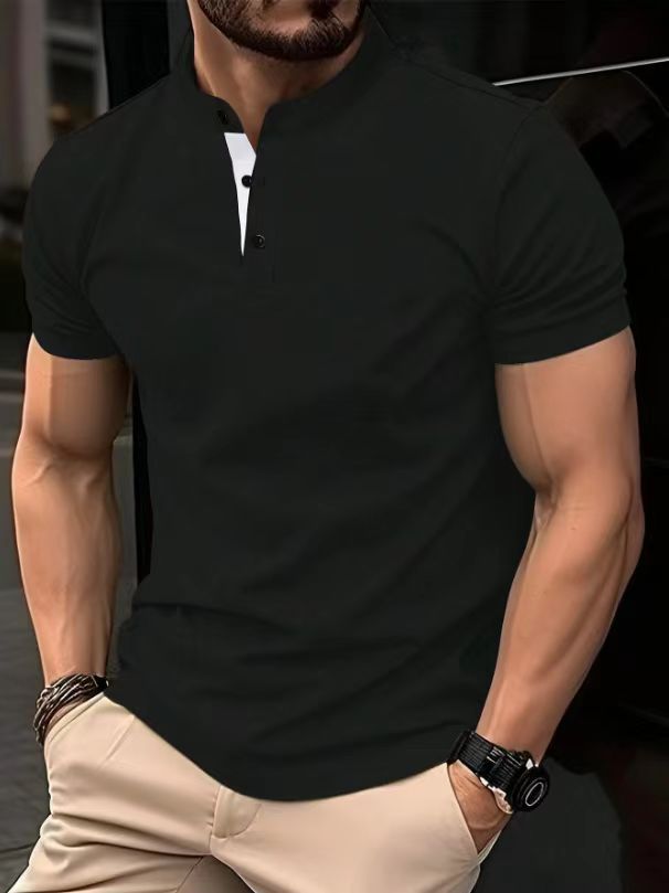 Men's polo shirt with modern stand-up collar and contrasting buttons Lune London