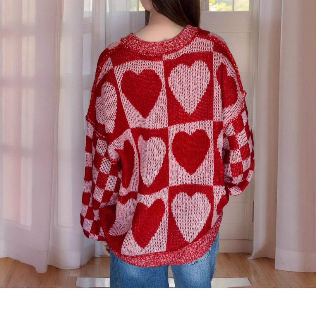 Knit heart pattern sweater for women Lune London