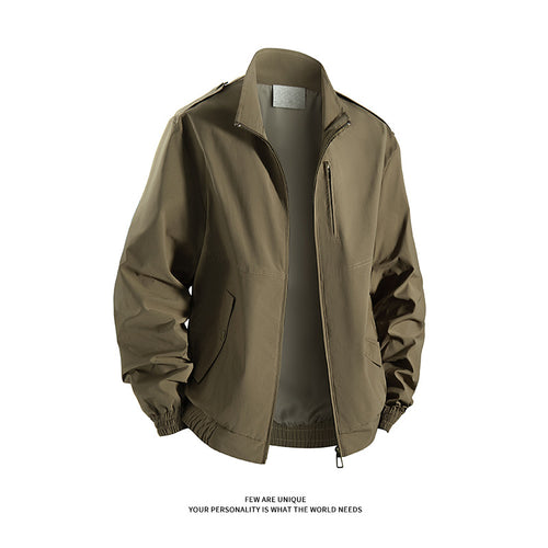 Practical leisure jacket for men with stand-up collar and side bellows pockets Lune London