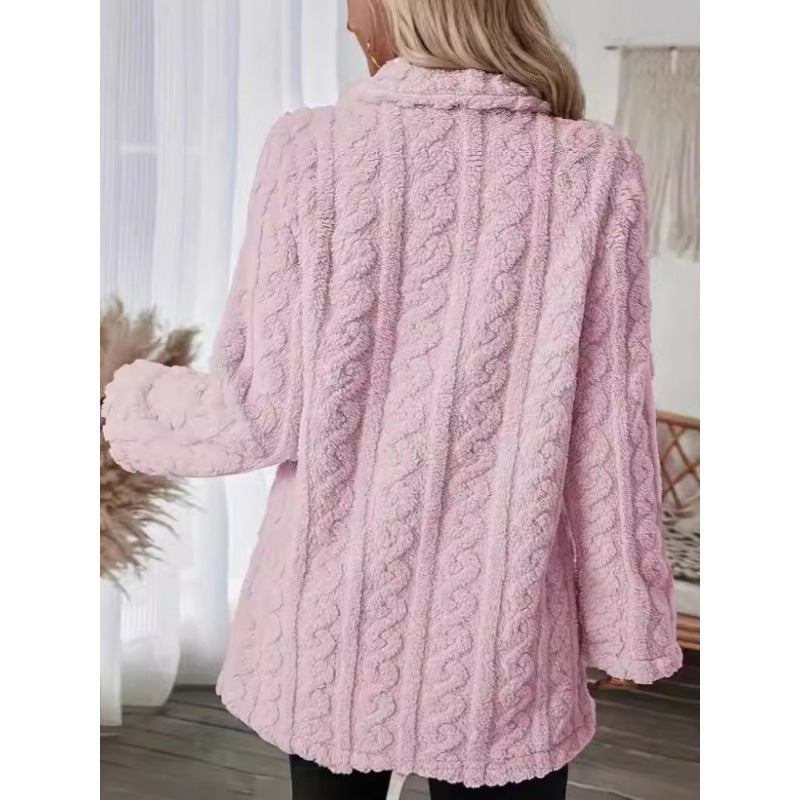 Ladies Cozy Knit Coat with Double Integrated Pockets Lune London