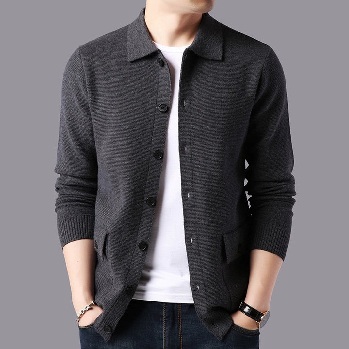 Structured knit jacket for men with button closure and practical pockets Lune London