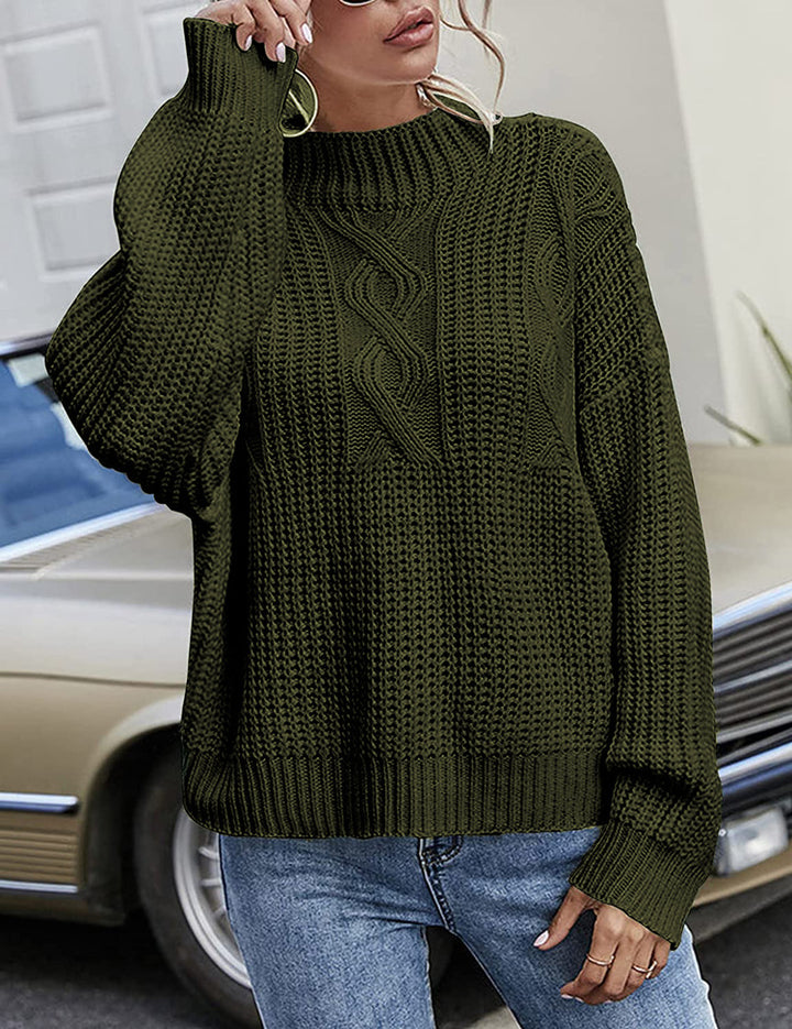Casual knitted sweater for women with a deep round neckline and a loose fit Lune London