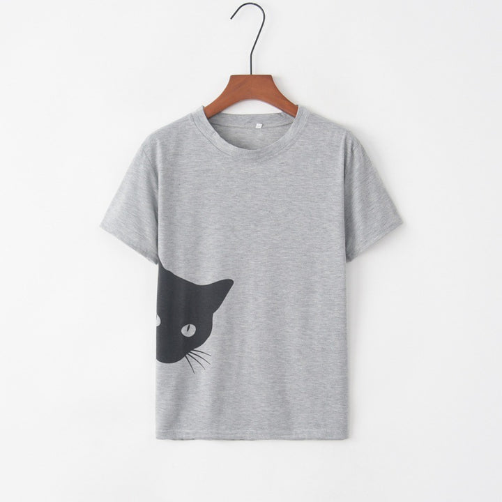 T-shirt femme avec design créatif de chat et coupe décontractée Chic & Stil
