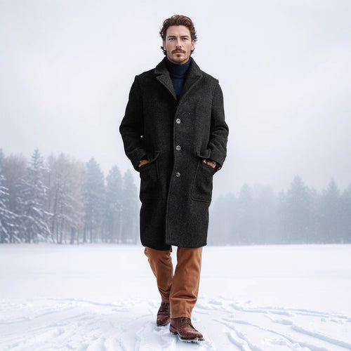 Classic wool coat for men with luxurious lining and elegant lapels Chic and Style